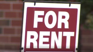 A "for rent" sign
