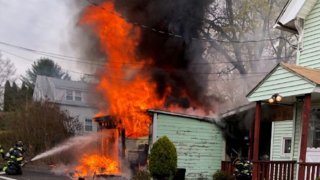 Fire in garage in Hamden