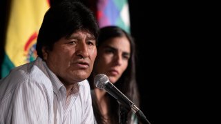 Former Bolivian President Evo Morales during a press conference in Buenos Aires, Argentina, Tuesday, Dec. 17, 2019.