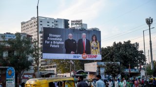 An ad showing President Donald Trump and Indian Prime Minister Narendra Modi