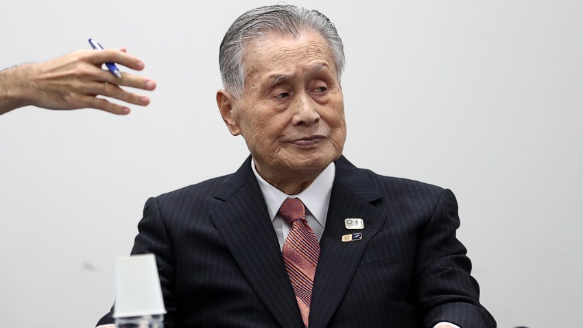 In this March 24, 2020, file photo, Tokyo 2020 president Yoshiro Mori attends a press conference in Tokyo.