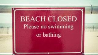 Beach closed sign