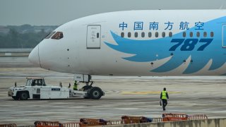 A Boeing 787 plane is seen at the Tianhe Airport in Wuhan, China