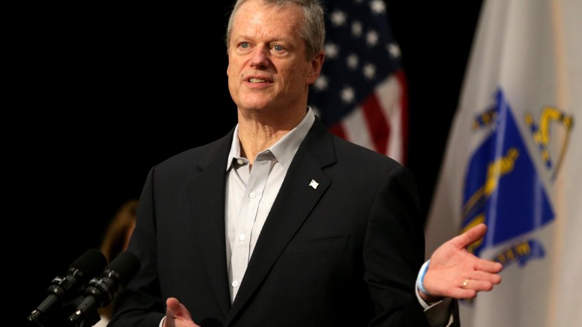 BOSTON, MA – JUNE 6: Massachusetts Governor Charlie Baker speaks during the state’s daily COVID-19 press conference in the Massachusetts State House in Boston on June 6, 2020. He announced that phase 2 of the state’s reopening plan will begin on June 8, allowing outdoor dining, retail and campgrounds to reopen. (Photo by Jonathan Wiggs/The Boston Globe via Getty Images)