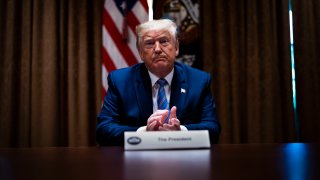 U.S. President Donald Trump listens during a roundtable on “Fighting for America’s Seniors” at the Cabinet Room of the White House June 15, 2020 in Washington, DC.