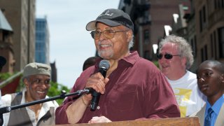 Jimmy Cobb attends the NYC Block Party Celebrating "Miles Davis Way"