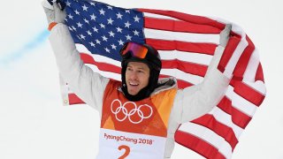 gold medalist Shaun White of the United States celebrates during the Snowboard Men's Halfpipe Final on day five of the PyeongChang 2018 Winter Olympics at Phoenix Snow Park in Pyeongchang-gun, South Korea.