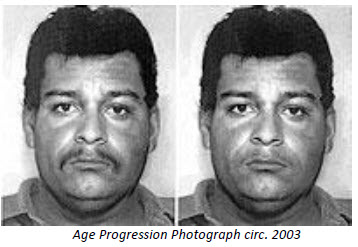 This is an age-progression photograph of Gonzalo Herrera Montanez released by police, as he might have looked in 2003. Montanez is now 44 years old and has small stitches and scars on his right hand fingers.