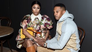Nicki Minaj and husband Kenneth Petty attend the Marc Jacobs Fall 2020 runway show during New York Fashion Week, Feb. 12, 2020, in New York.