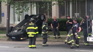 A car rolled over in New Haven