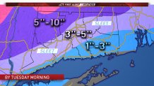 Snowfall Map 1 Monday by Tuesday