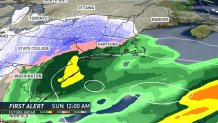 Graphic of snow possible this weekend