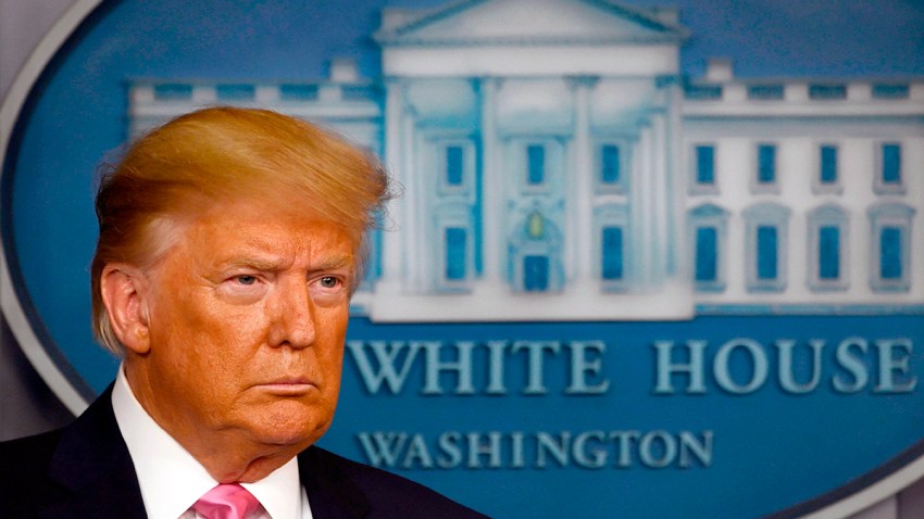 President Donald Trump looks on during a news conference on the COVID-19 outbreak, Feb. 26, 2020, at the White House in Washington.