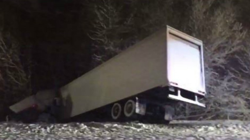 Tractor Trailer crash on I84 in Tolland