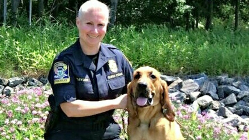 Trooper Kerry Halligan and her K9 Texas