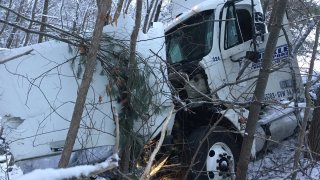 Truck over guard rail Tolland Alertjpg