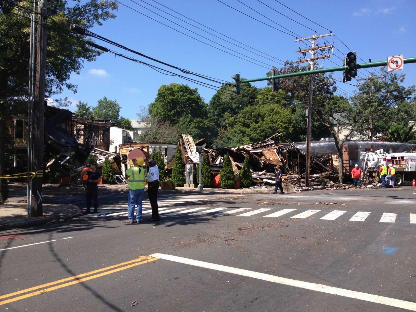 All that is left of Delaney's Tap Room in the Westville section of New Haven after it was destroyed by fire Monday evening.