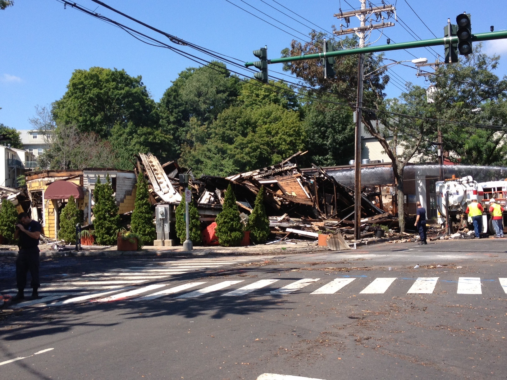 All that is left of Delaney's Tap Room in the Westville section of New Haven after it was destroyed by fire Monday evening.