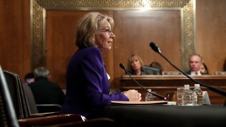 Betsy DeVos, President Donald Trump's pick to be the Secretary of Education, testifies during her confirmation hearing.