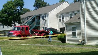 crime scene tape up at a police-involved shooting in Hartford