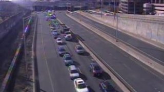 Traffic after a crash on I-91 north in Hartford