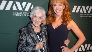 In this file photo, TV personality/comedienne Kathy Griffin (R) and her mom Maggie Griffin attend the Iraq And Afghanistan Veterans Of America's 5th Annual Heroes Celebration on May 8, 2013 at the Mr. C Beverly Hills in Beverly Hills, California.