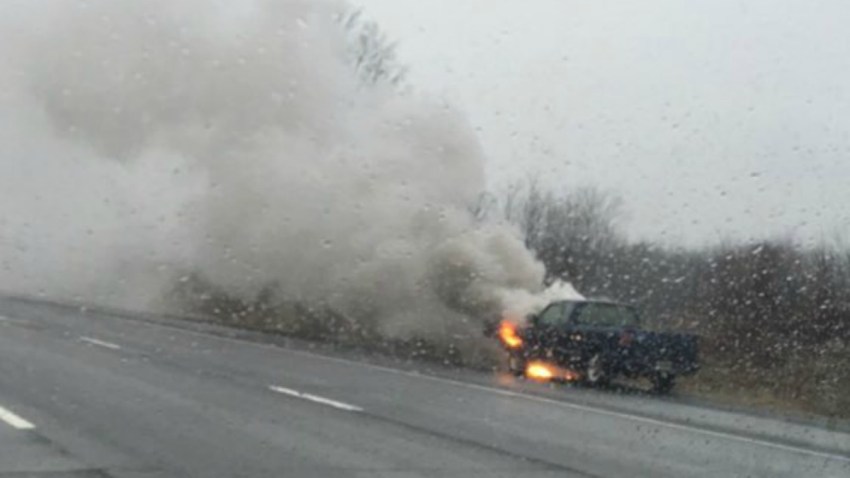 pickup on I91 on fire 1200