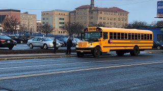 school bus at Hudson and Buckingham streets in Hartford