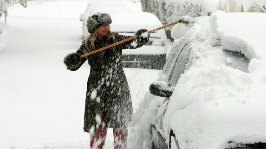 snow on car
