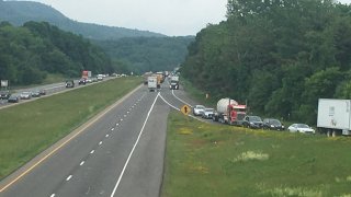 traffic backed up on Interstate 691 in Southington