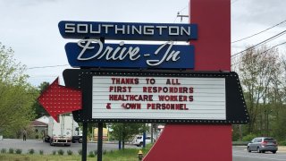 the marquee outside the Southington Drive-In