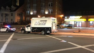 Scene from a shooting at Subway in Hartford