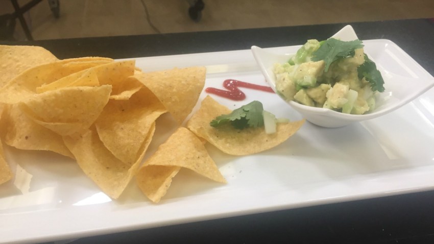 unmashed guacamole with cucumber