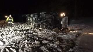 ups truck rollover in Tolland