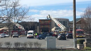 fire trucks outside the west farms mall