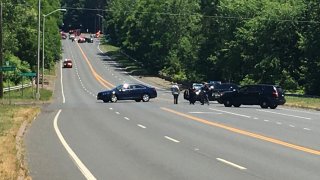 police block off Route 218 in Windsor