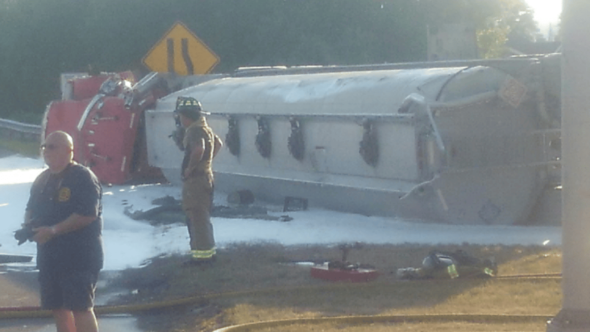 Clean Up Continues After Tanker Truck Rolls Over, Leaks Gas in Berlin ...