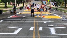 A Black Lives Matter mural was painted on Trinity Street the same morning the House passed a police accountability bill.
