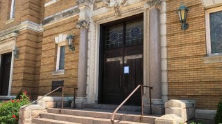 the front doors of Saint Joseph's Church in New Haven
