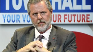 In this file photo, Liberty University President Jerry Falwell Jr. participates in a town hall meeting on the opioid crisis as part of first lady Melania the first lady's "Be Best" initiative at the Westgate Las Vegas Resort & Casino on March 5, 2019 in Las Vegas, Nevada.