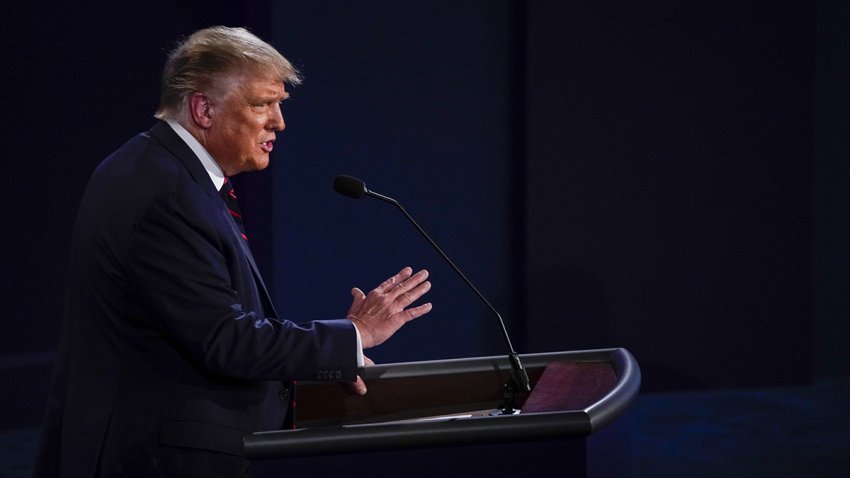 U.S. President Donald Trump speaks during the first U.S. presidential debate.