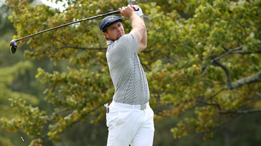 Bryson DeChambeau of the United States plays his shot from the second tee during the final round of the 120th U.S. Open Championship on Sept. 19, 2020 at Winged Foot Golf Club in Mamaroneck, New York.