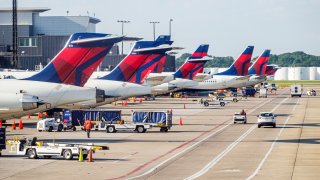 Delta Airlines planes at Hartsfield-Jackson Atlanta International Airport.