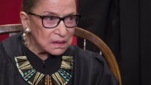 US Supreme Court Associate Justice Ruth Bader Ginsburg sits for an official photo with other members of the US Supreme Court in the Supreme Court in Washington, DC, June 1, 2017. (Photo by SAUL LOEB / AFP) (Photo by SAUL LOEB/AFP via Getty Images)