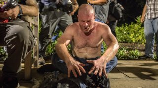 Christopher Cantwell at a white nationalist and supremacist rally on the University of Virginia campus in 2017