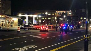 police gathered at shooting scene in Hartford