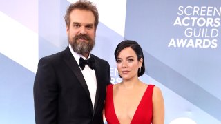In this Jan. 19, 2020, file photo, David Harbour and Lily Allen attend the 26th Annual Screen Actors Guild Awards at The Shrine Auditorium in Los Angeles, California.