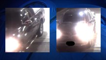 two surveillance images of a pickup truck