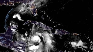 A satellite view of the Atlantic Ocean, where Delta has grown to hurricane strength.