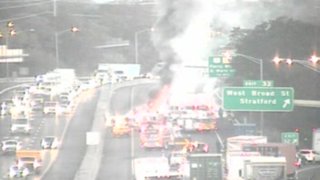 Fire on Interstate 95 North in Stratford